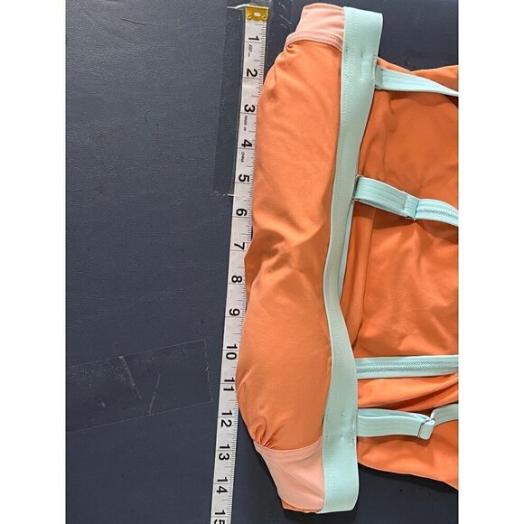 Lands End  Ruched Colorblock Tankini Top Size 2 Orange swim vacation reslrt crui - Picture 6 of 9